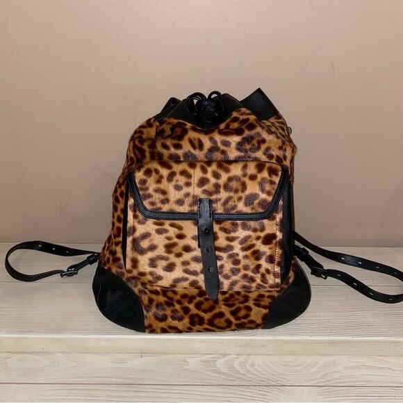 Rag & Bone Grayson Leopard-Print Calf Hair Black Backpack ONE SIZE NWOT - Picture 5 of 16